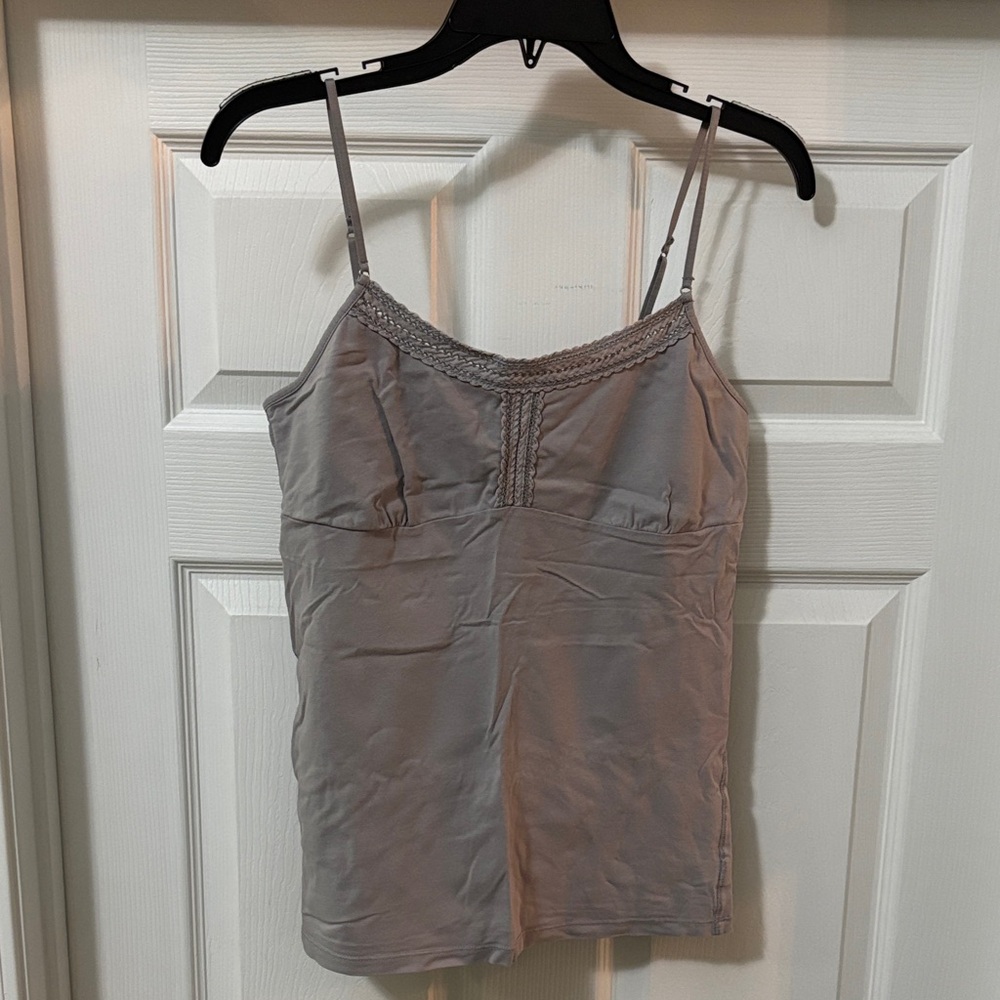 American Eagle Outfitters Light Gray Lace-Trim Camisole